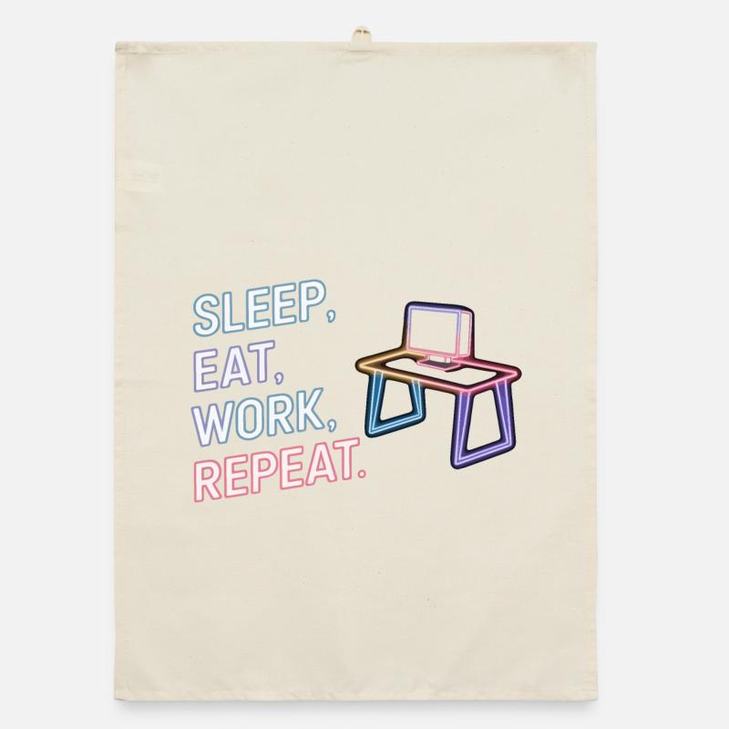 Sleep Eat Work Repeat Neon Design Organic dish towel