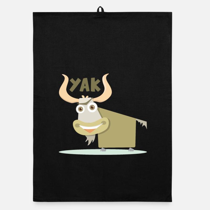 Fröhliche und farbenfrohe Illustration eines Yaks Organic Geschirrtuch