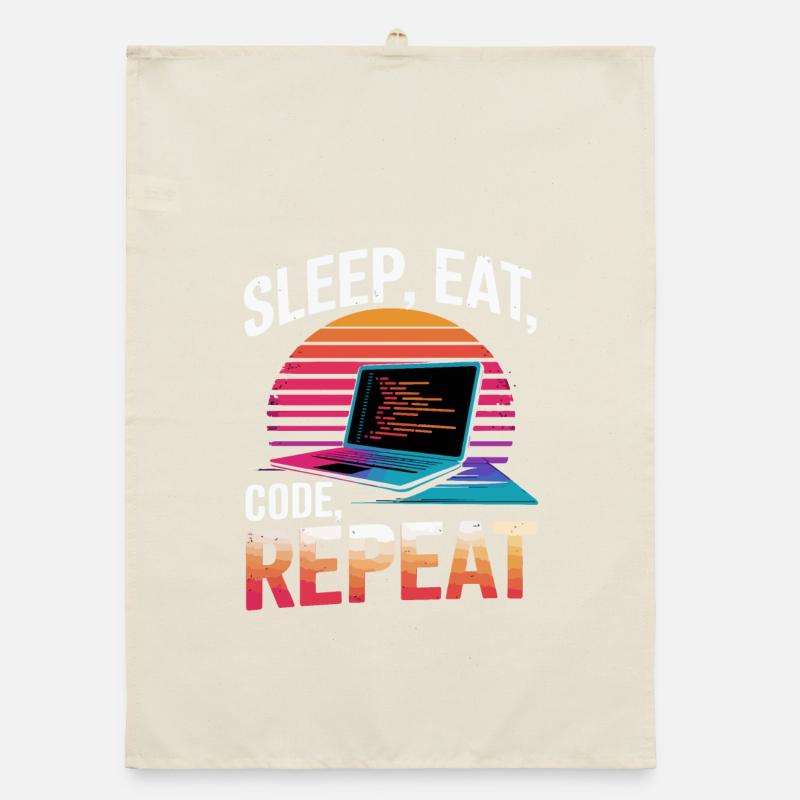 Sleep Eat Code Repeat Gift Programmer Developer Organic dish towel