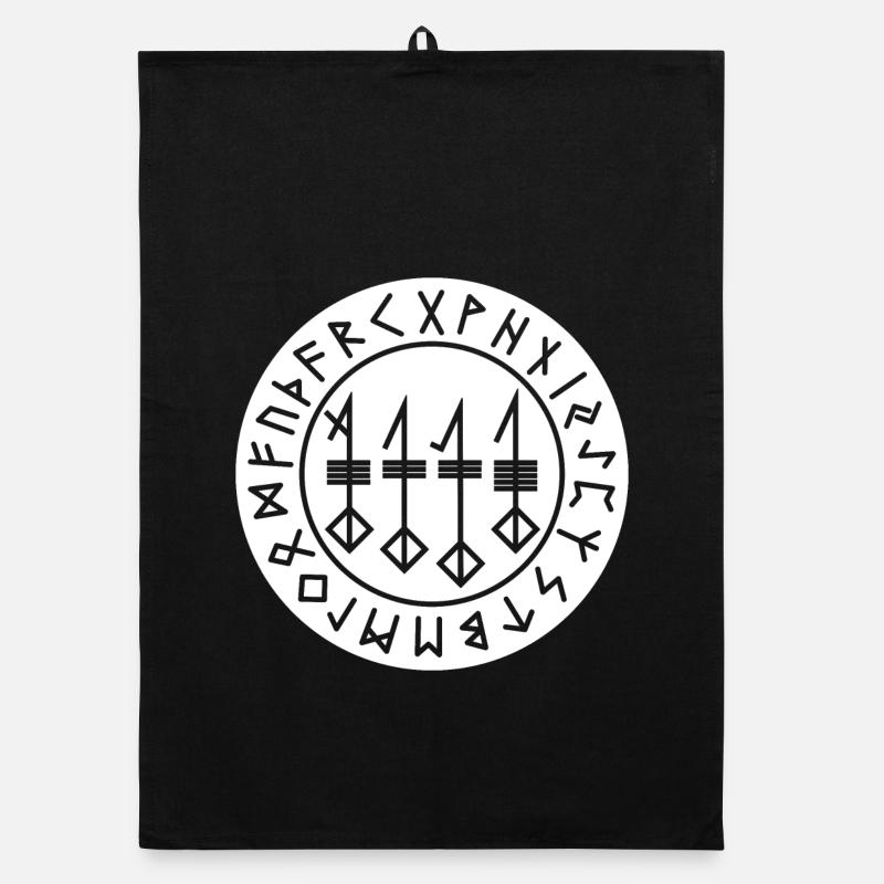 Svefnthorn white circle runes Organic dish towel
