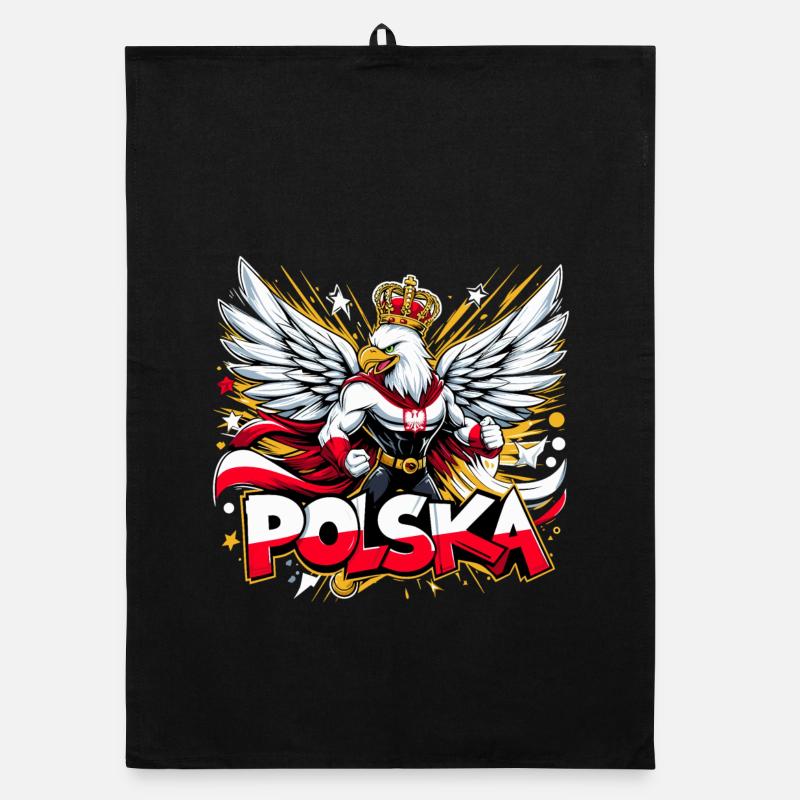 Polska Pologne Aigle Super-héros drapeau cadeau Torchon bio