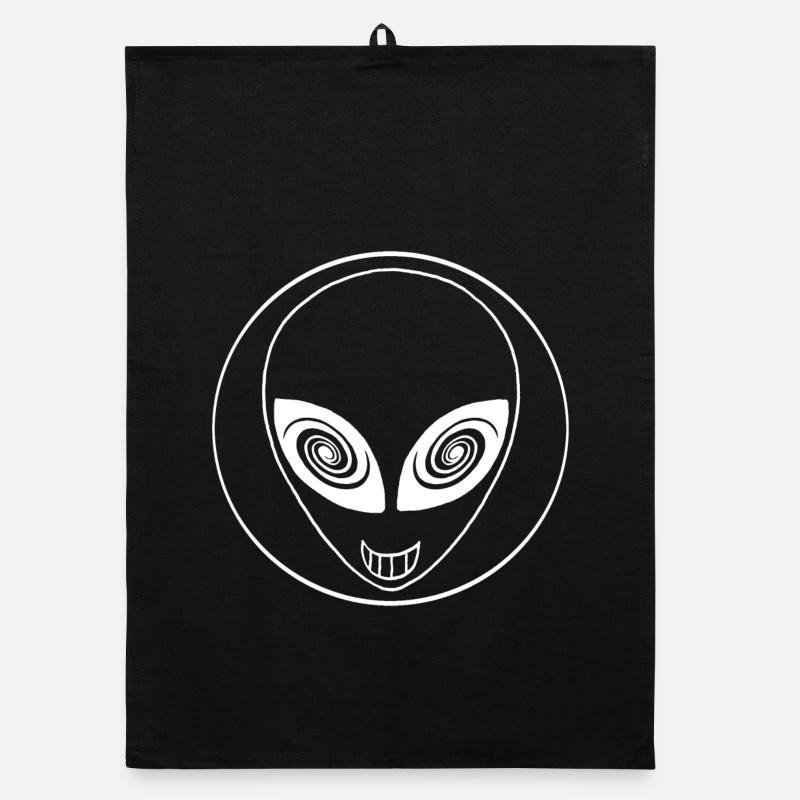 White alien and galaxy Organic dish towel