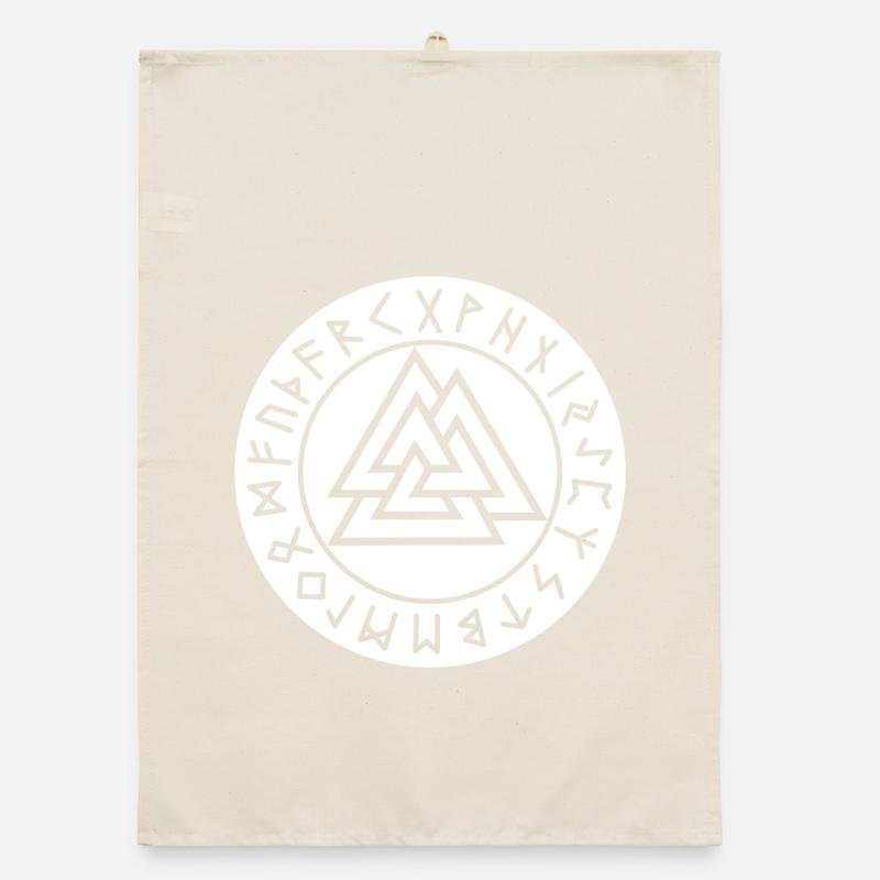 Valknut white rune circle Organic dish towel