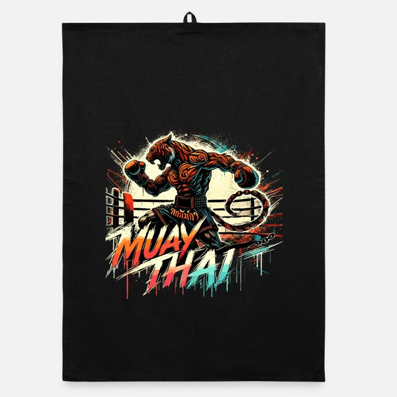 Muay Thai Tiger Boxe thaïlandaise Kickboxing Boxe Cadeau Torchon bio