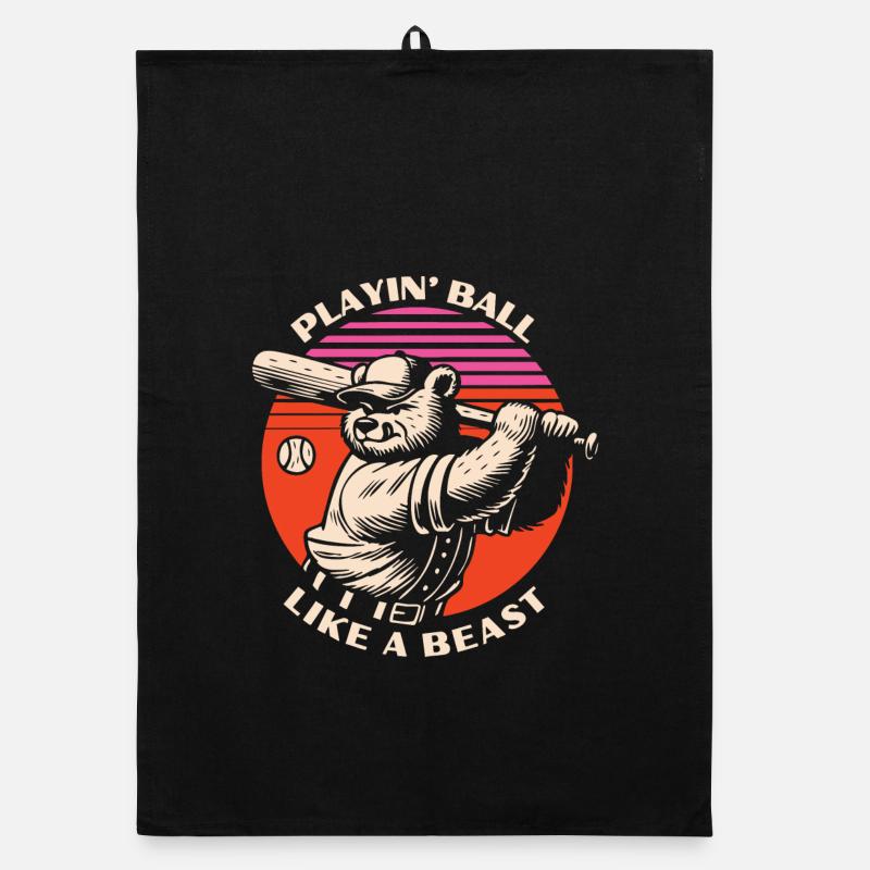 Baseball Beast Bear Organic Geschirrtuch