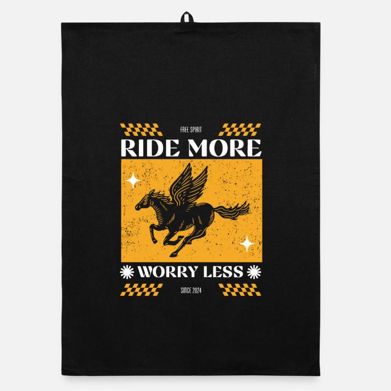 Ride More Worry Less – Pegasus Retro-Design Organic Geschirrtuch
