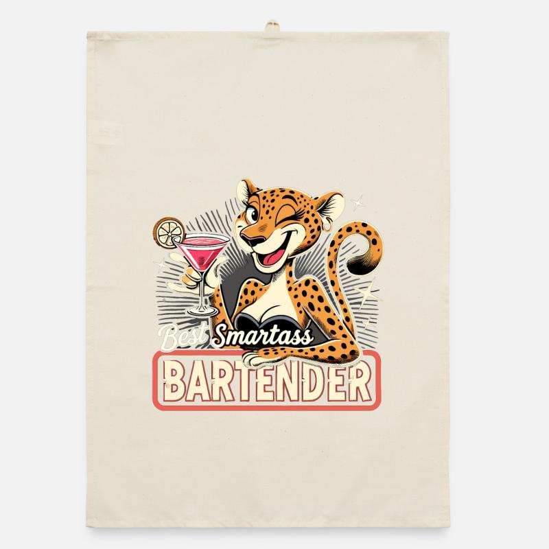 Barkeeperin Barfrau Leopardin Leopard Geschenk Organic Geschirrtuch
