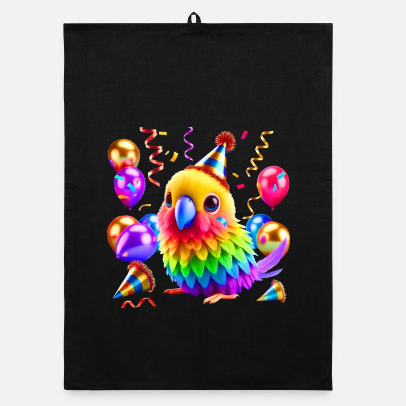 Colorful Party Parrot Organic dish towel
