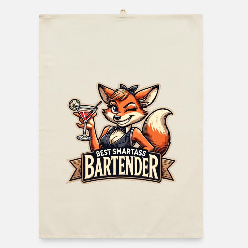 Bartender Barmaid Vixen Fox Gift Organic dish towel