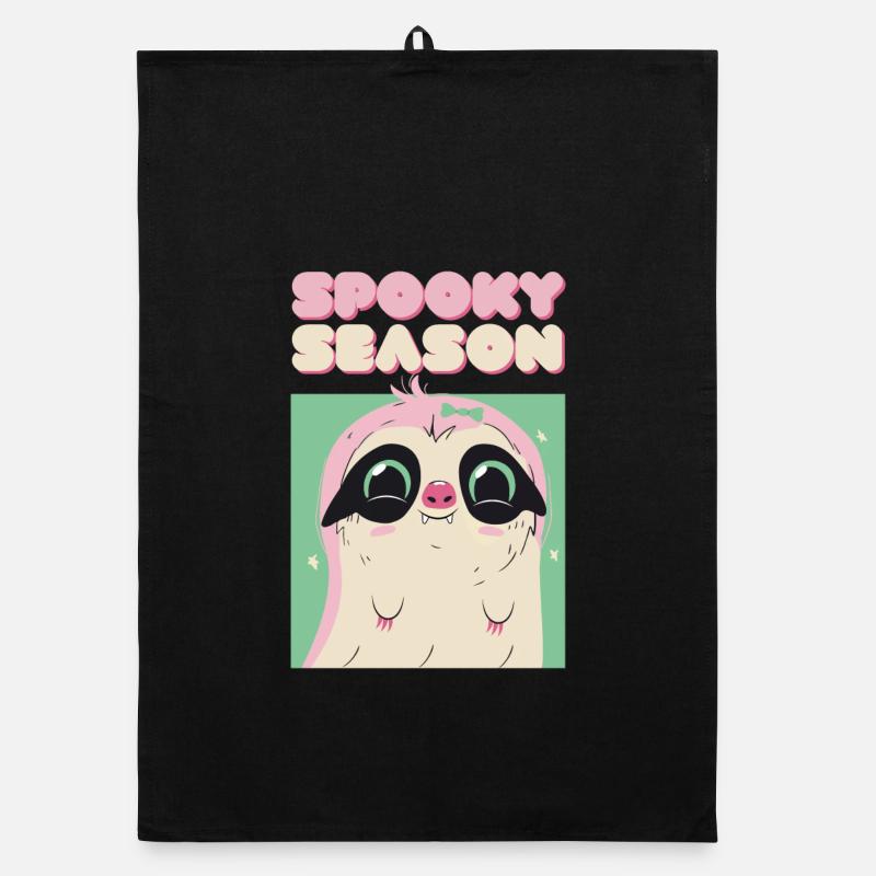 Spooky Season – Cute Vampire Sloth Organic dish towel