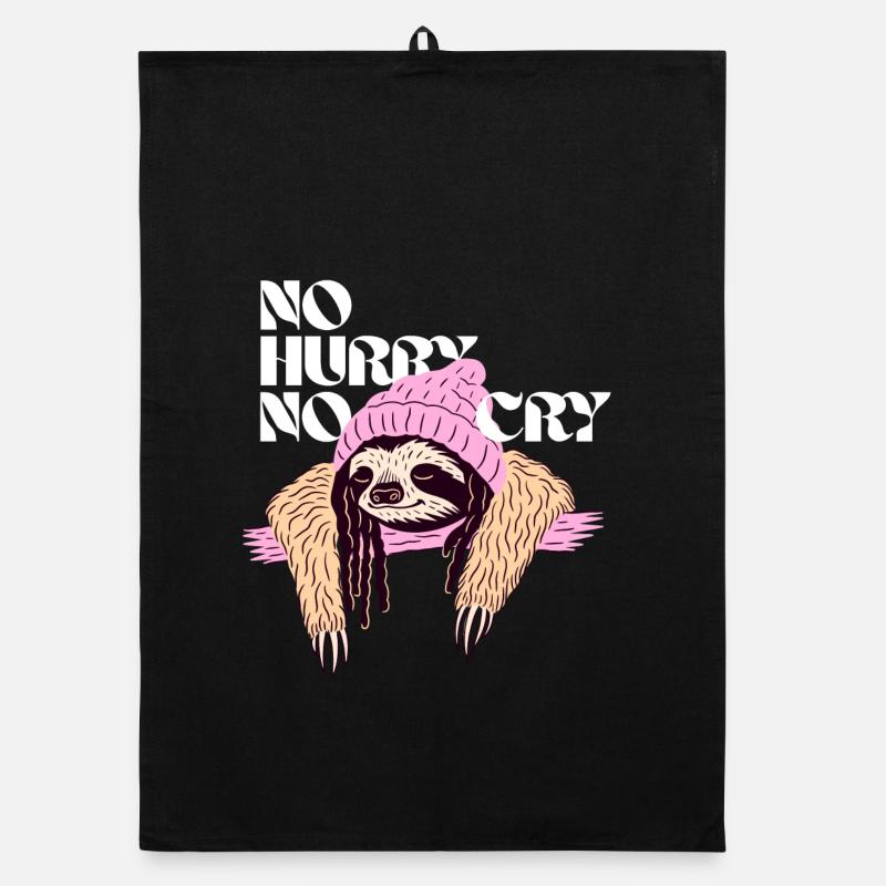 No Hurry, No Cry – Relaxed Reggae Sloth Organic dish towel