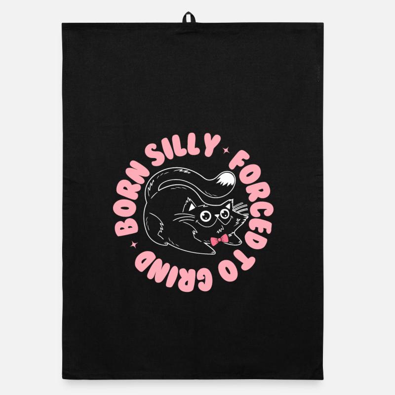 Born Silly, Forced to Grind – Verspielte Katze Organic Geschirrtuch