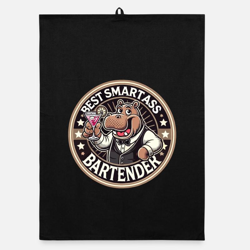 Barkeeper Barmann Nilpferd Flusspferd Geschenk Organic Geschirrtuch
