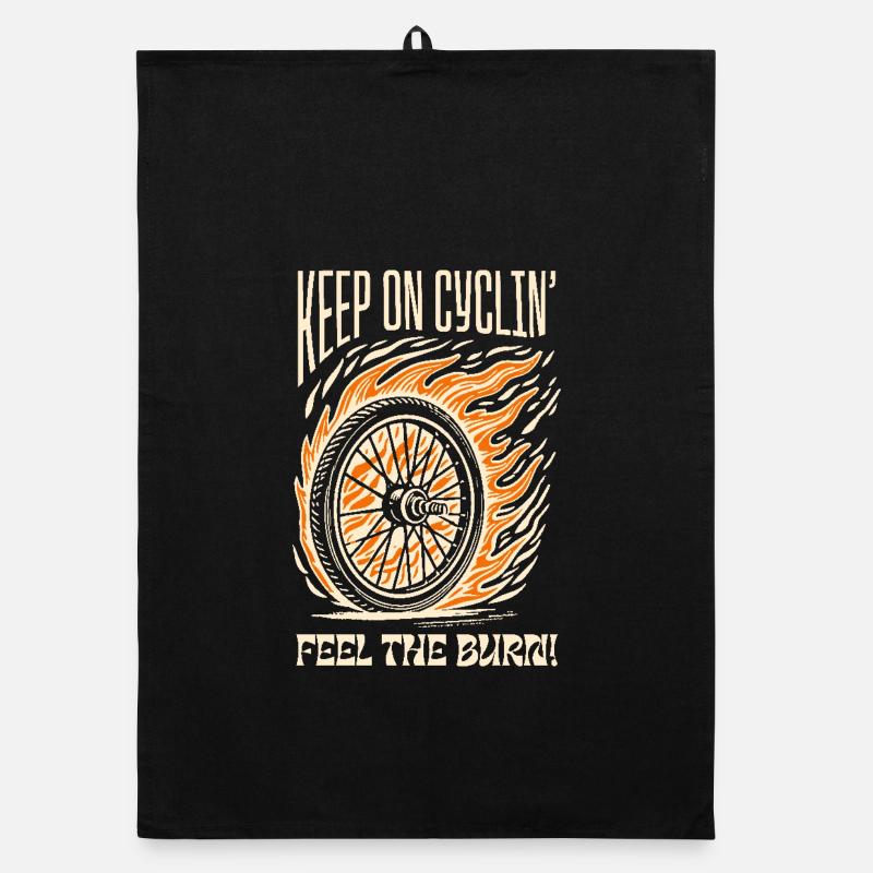 Keep on Cyclin' - Roue de vélo ardente Torchon bio