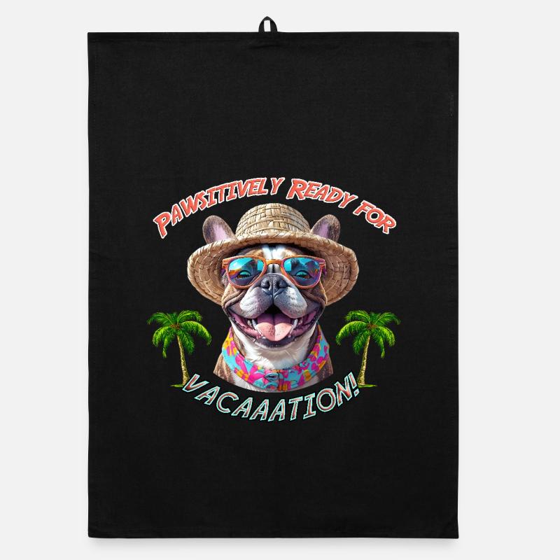 Bulldog in summer look: Pawsitively Ready Organic dish towel
