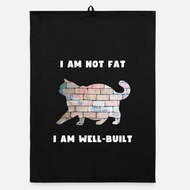 Well-Built Cat – Brick Wall Silhouette Design Organic dish towel