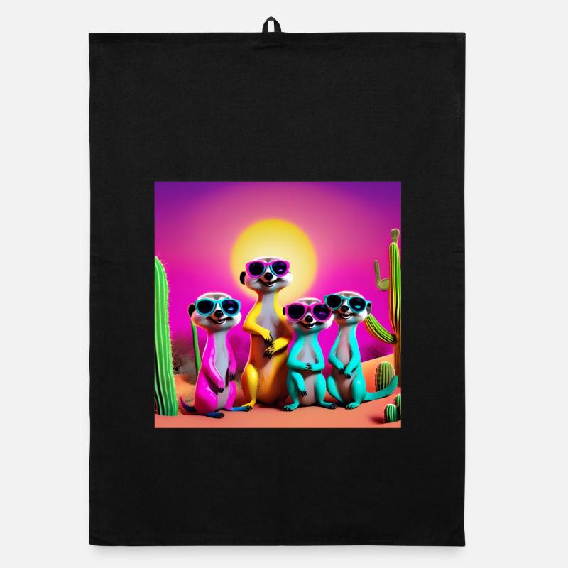 suricate, famille de suricates, suricate humour Torchon bio