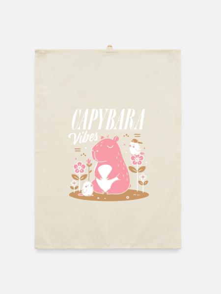 Entspannte Capybara-Vibes - Organic Geschirrtuch - Natur - Vorne