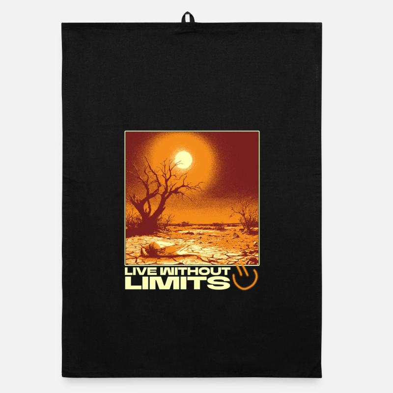 Live Without Limits – Surreal Desert Scene - Organic Geschirrtuch - Schwarz