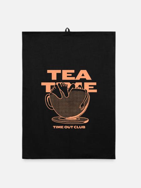 Tea Time – Entspannte Auszeit - Organic Geschirrtuch - Schwarz - Vorne