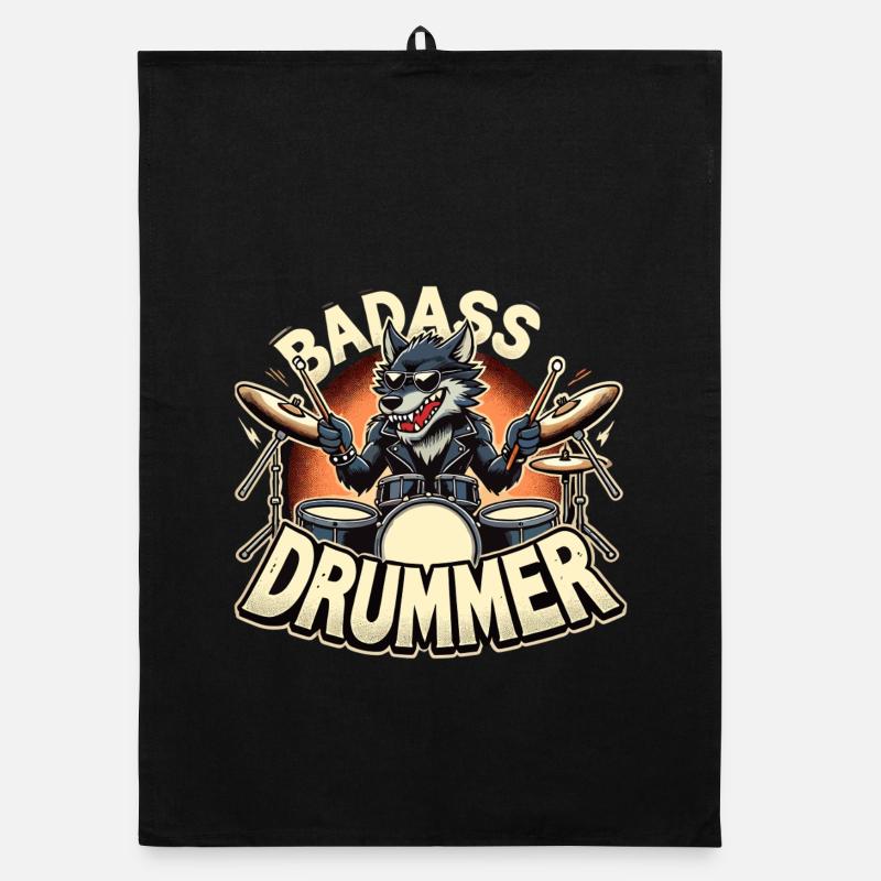 Tough Drummer Wolf Cool Gift Torchon bio