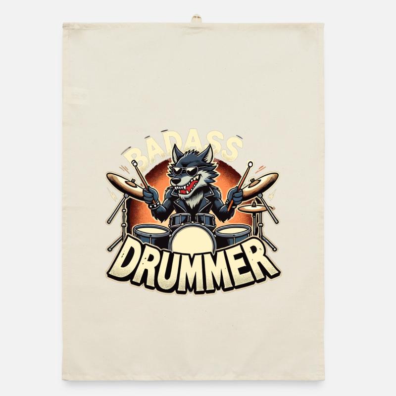 Tough Drummer Wolf Cool Gift Torchon bio