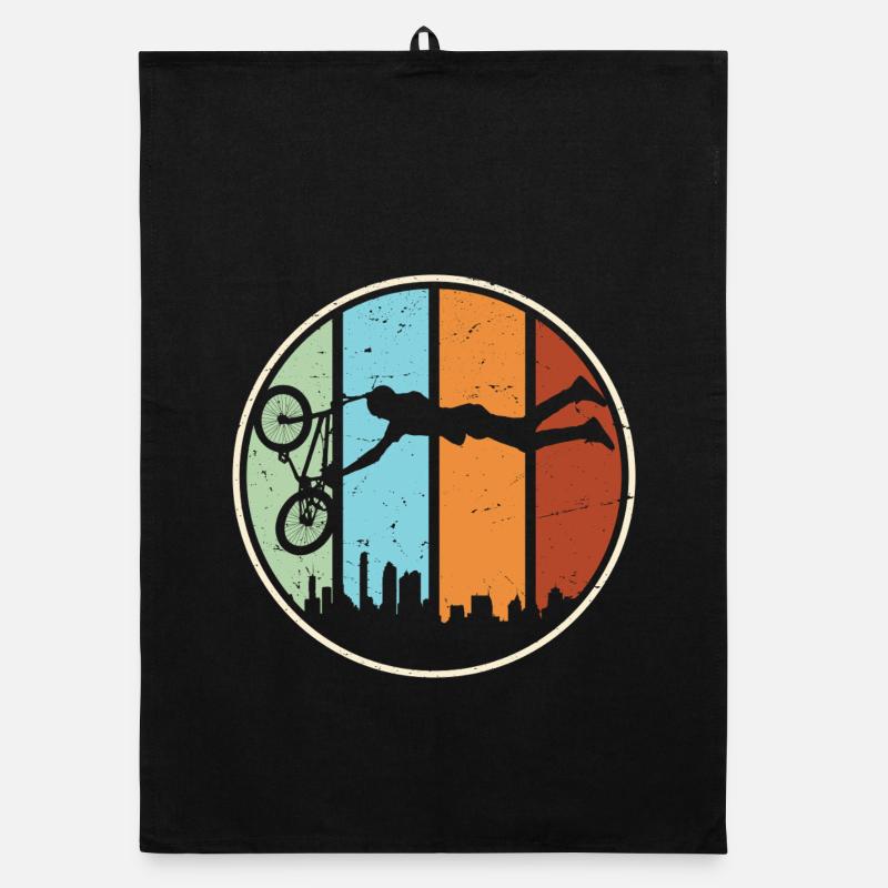 Urban Mountain Biking Silhouette Organic dish towel