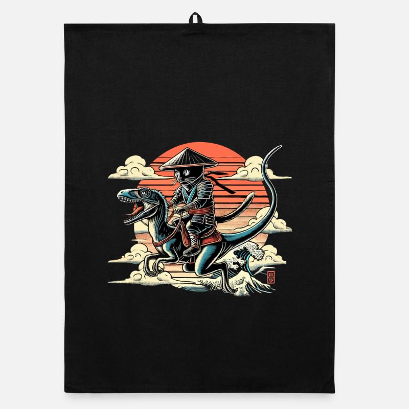 Ninja Cat Raptor Dino Cone Hat Cadeau Torchon bio