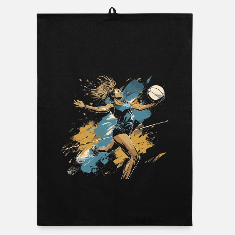 Volleyball player graffiti Organic dish towel