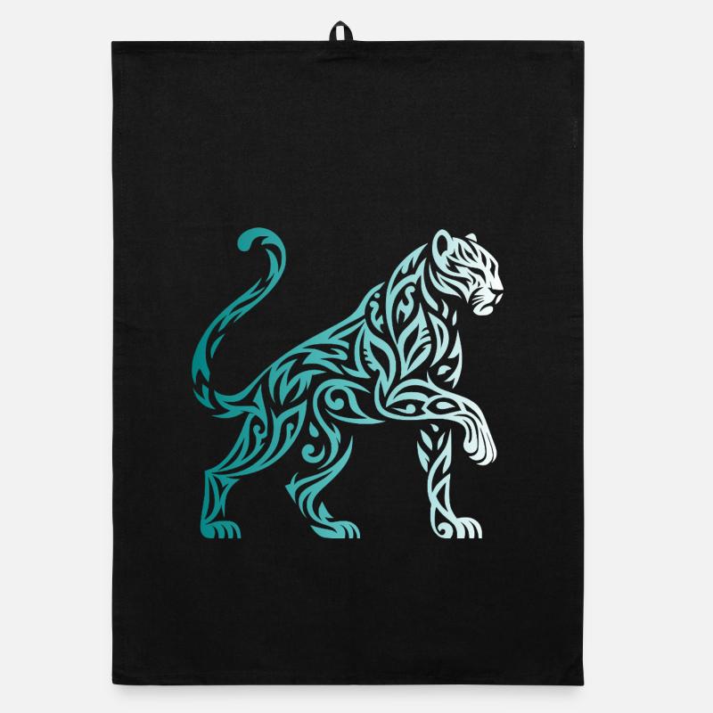 Tribal Panther Gradient Blue White Organic dish towel