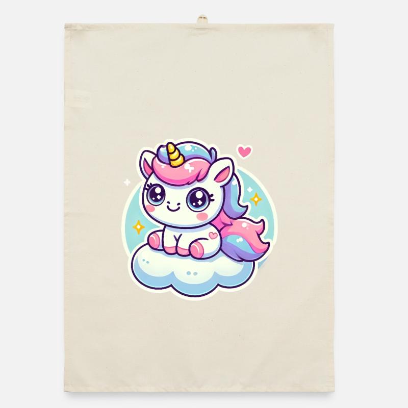 Magical Chibi Unicorn on a Cloud Organic Geschirrtuch