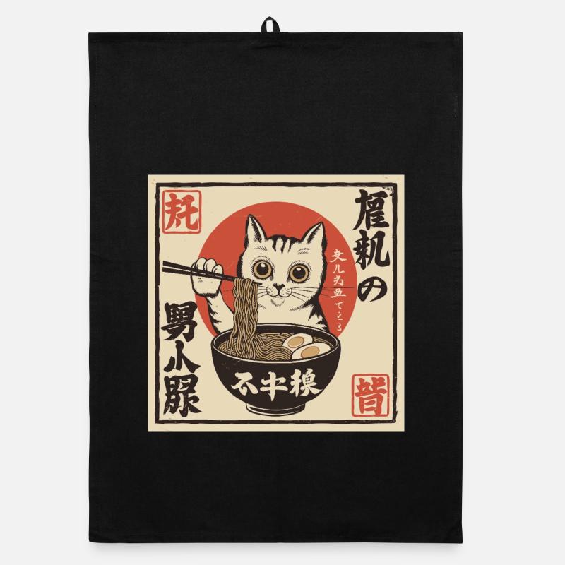 Katze und Ramen (Japan-Style) Organic Geschirrtuch