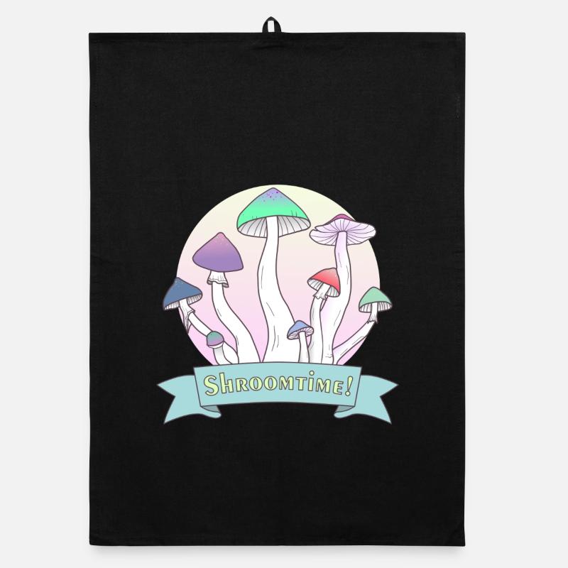 C’est l’heure des champignons ! Design coloré Psilocybe Cubensis Torchon bio