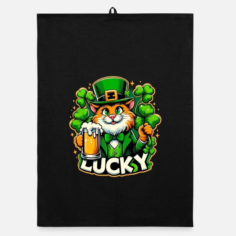St. Patrick’s Day Leprechaun Katze Glücklich Organic Geschirrtuch