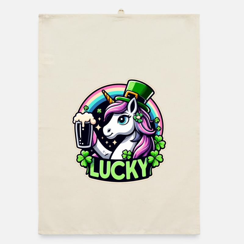St. Patrick’s Day Leprechaun Einhorn Glücklich Organic Geschirrtuch
