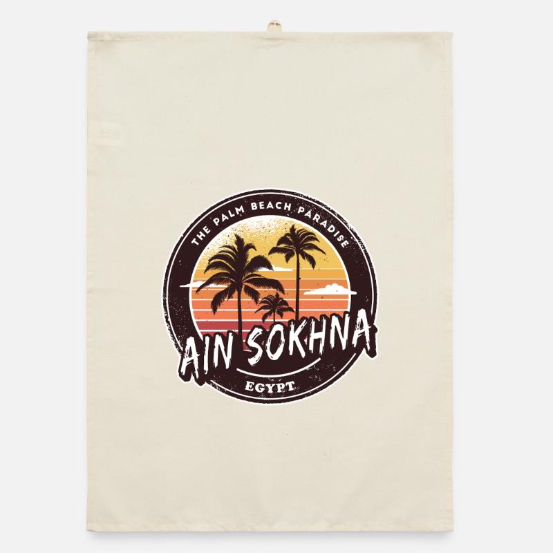 Ain Sokhna Egypt Beach Palm Trees Design Organic dish towel