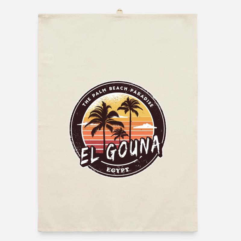 El Gouna Egypt Vintage Palm Tree Design Organic dish towel