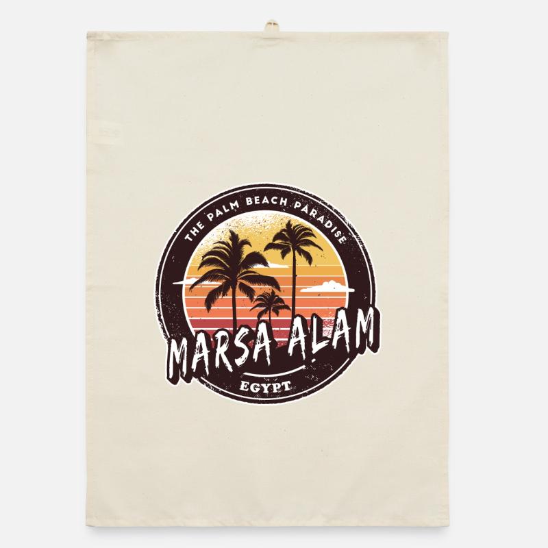 Marsa Alam Egypt Vintage Palm Tree Design Organic dish towel