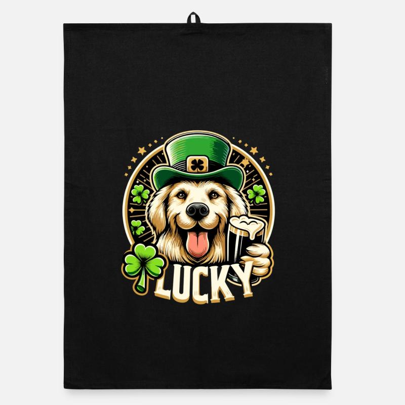 Golden Retriever St Patrick Design Torchon bio