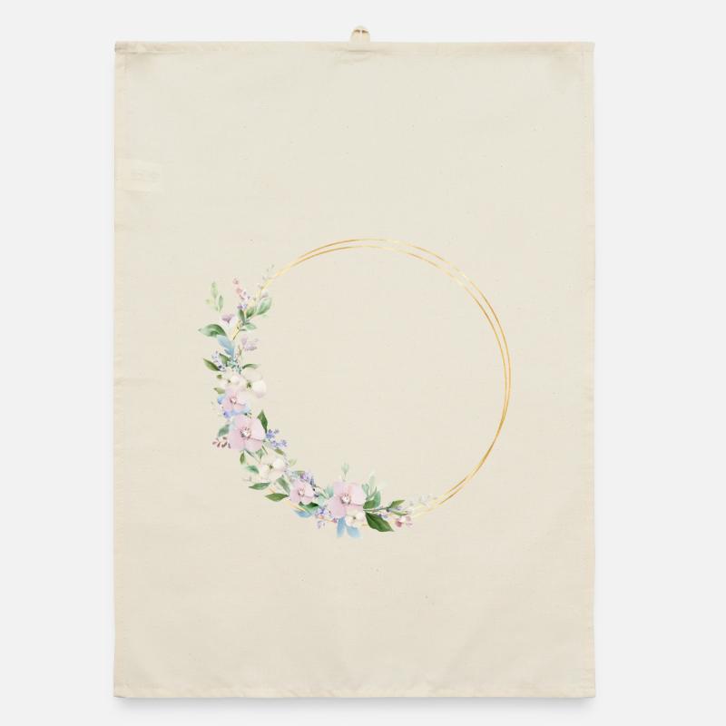 Spring Wreath - Personalizable Organic dish towel