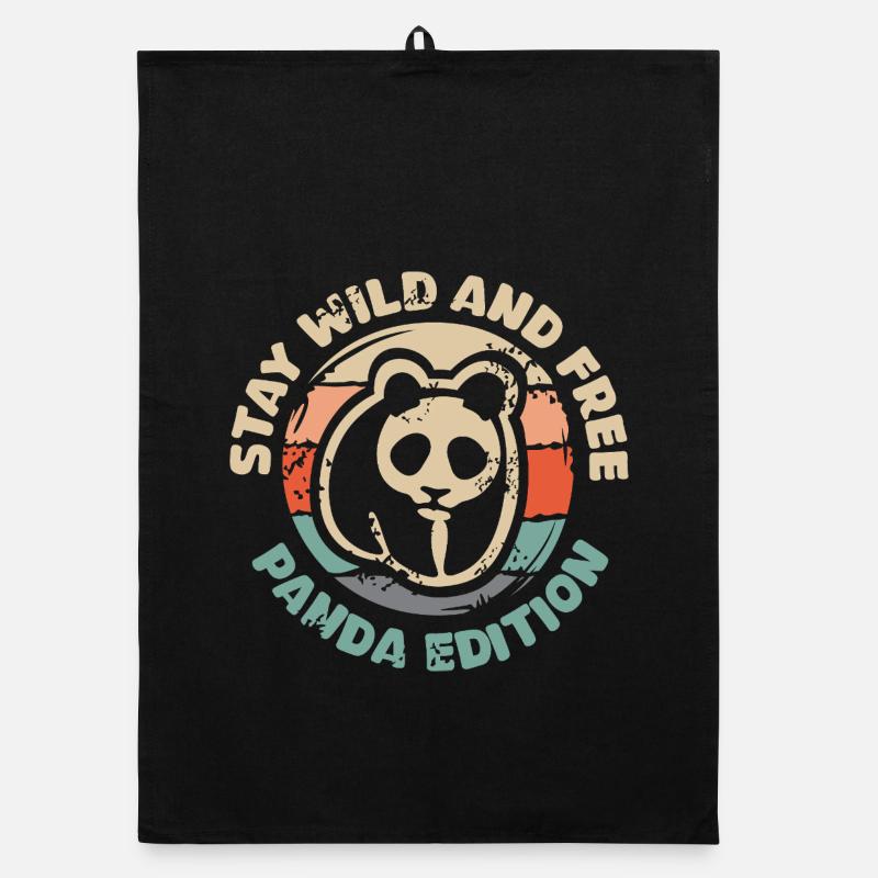 Restez sauvage et libre - Panda Edition Retro Design Torchon bio