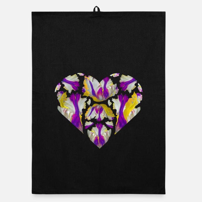 Explosion de couleurs en cœur Torchon bio