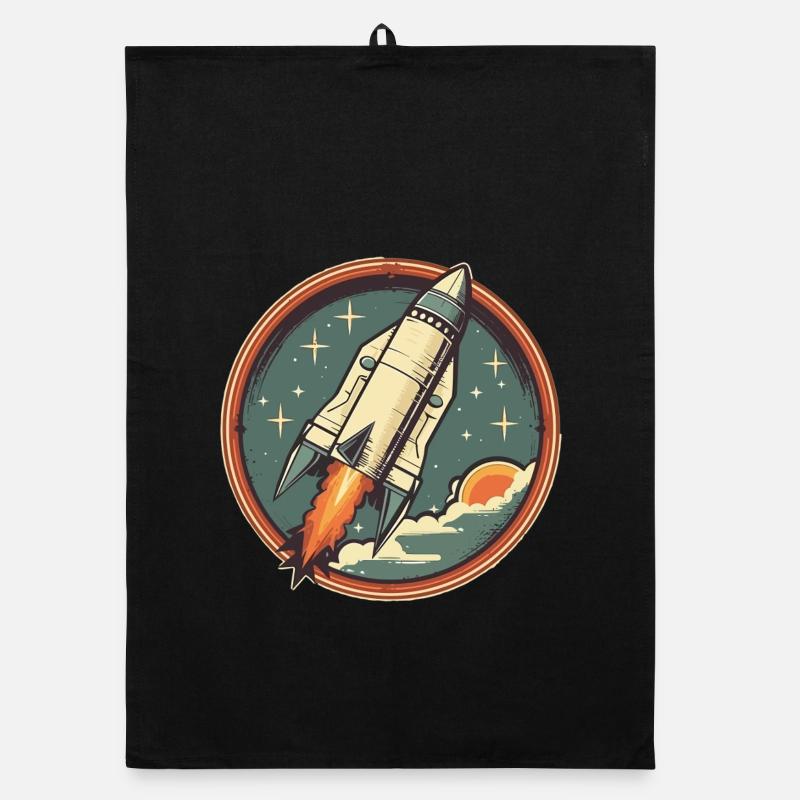 Fusée Rétro - Fusée Spatiale Torchon bio