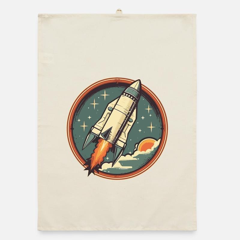 Retro Rocket - Space Rocket Organic dish towel