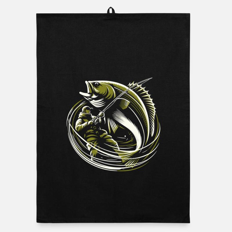Fishing Angler Cod Giant Fish Olive Green Gift Organic dish towel