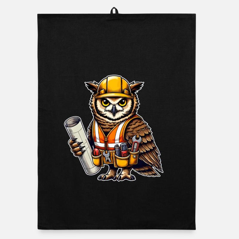 Construction Worker Owl – Clever & Crafty! Organic dish towel