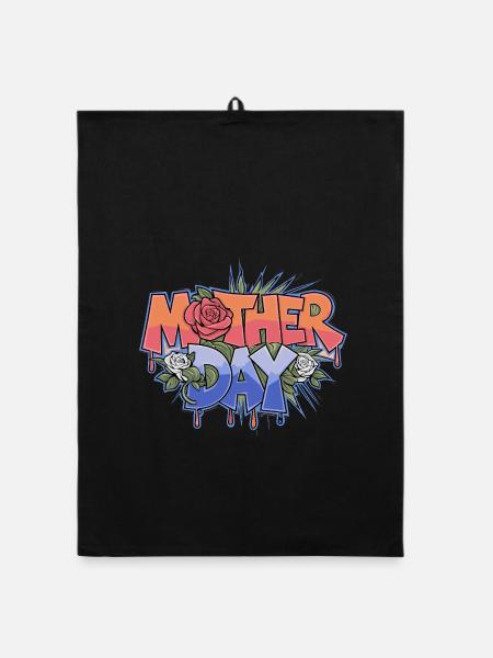 Graffiti Mother Day - Organic dish towel - black - Front
