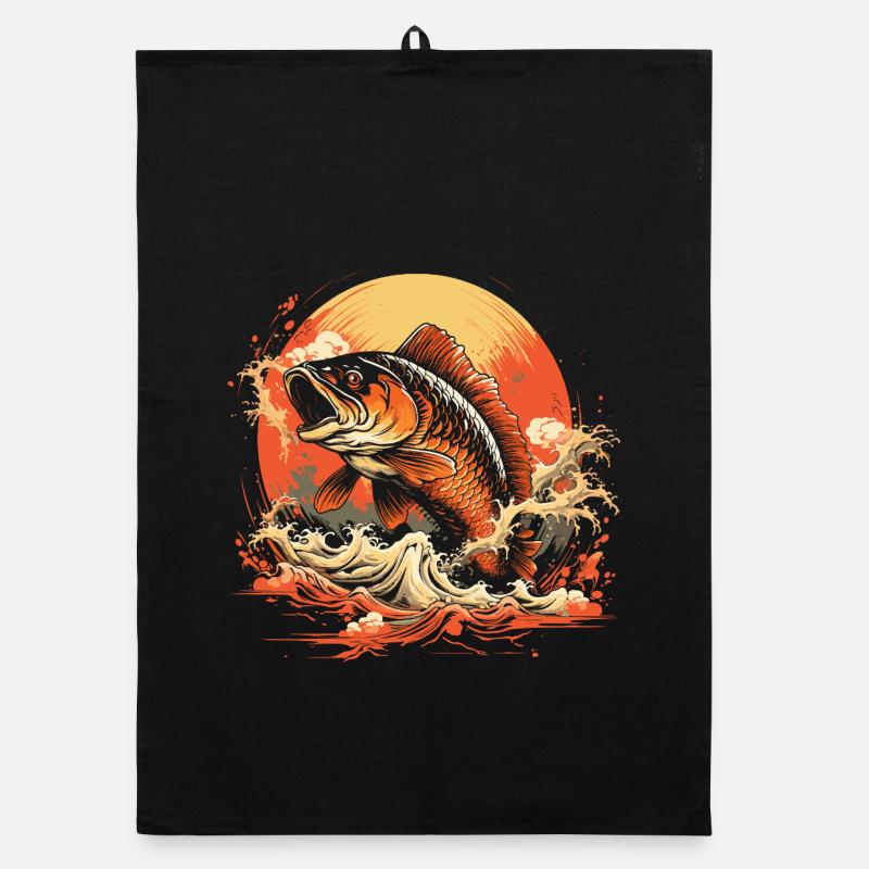 Fischerei Illustration Organic Geschirrtuch