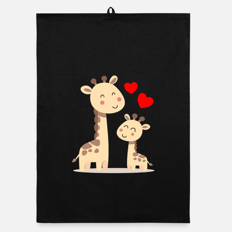 Baby Giraffe mit Mami Giraffe Organic Geschirrtuch