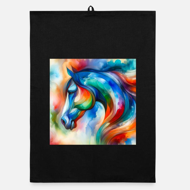 Portrait de cheval abstrait Torchon bio